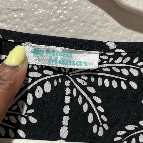 Maui Mamas Black and White Palm Tree Print Women's Top V Neck Pullover Size XXL - Picture 3 of 7